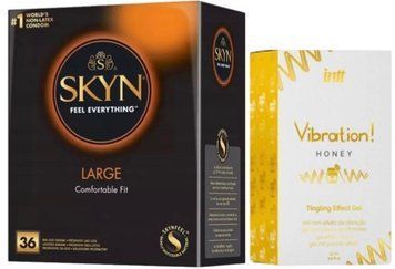 Набор из SKYN Large (36 шт) + Жидкий вибратор Intt Vibration Honey (15 мл) SOS9925 фото