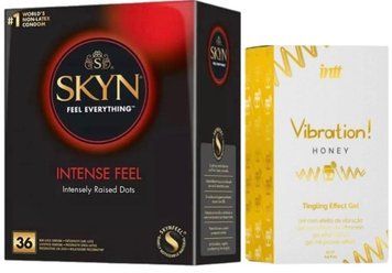 Набір з SKYN Intense Feel (36 шт)  +  Рідкий вібратор Intt Vibration Honey (15 мл)  SOS9825 фото