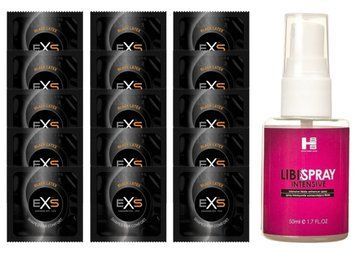 Комплект EXS Black Latex 15 шт + SHS LibiSpray 50 мл  SOS14636 фото