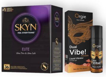 Skyn Elite 36 шт + DUAL VIBE!, 15 мл Orgie sex on the beach SOS7125 фото