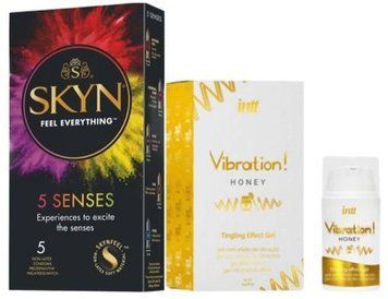 Набор из SKYN 5 Senses + Жидкий вибратор Intt Vibration Honey (15 мл) SOS9615 фото