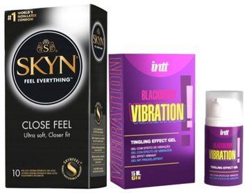 Набор из SKYN Close Feel (10 шт) + жидкий вибратор Intt Vibration Blackberry (15 мл) SOS9775 фото