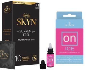 Набір з Skyn Supreme Feel 10 шт + збуджувальні краплі Sensuva ON Arousal Oil for Her Ice (5 мл)  SOS10271 фото