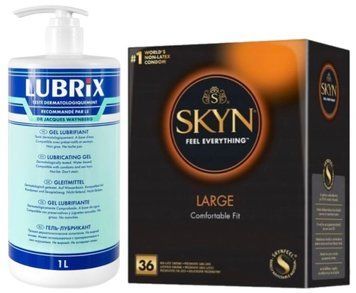 Набор из Лубриканта на водной основе Lubrix (1 л) + SKYN Large, 36 шт SOS8811 фото
