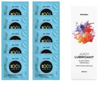 Набор: EXS Air Thin 10 шт. + Satisfyer Лубрикант Euphoric Orgasm 300 мл SOS11182 фото