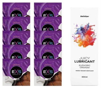 Комплект: из EXS Chocolate 10 шт + Лубрикант Satisfyer Euphoric Orgasm water based 300 мл SOS11333 фото