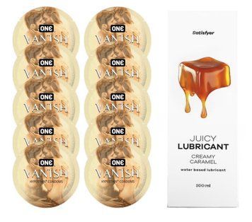 Комплект ONE 𝐕𝐀𝐍𝐈𝐒𝐇 10 шт. + Лубрикант Satisfyer Juicy Lubricant Creamy Caramel (300 мл) SOS12173 фото