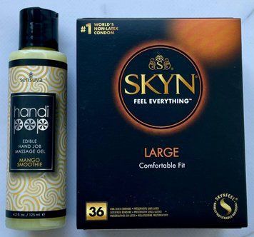 Набір SKYN Large 36 шт - Лубрикант смаковий Sensuva Handipop Mango Smoothie (125 мл) SOS3369 фото