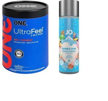 ONE UltraFeel 2-в-1. 40 шт+ Лубрикант на водной основе System JO H2O &mdash; Candy Shop &mdash; Bubblegum (60 мл)  SOS6447 фото