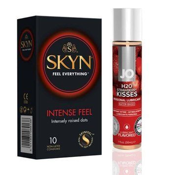 10 шт SKYN Intense Feel + Лубрикант System JO H2O &mdash; Strawberry (30 мл) SOS4799 фото