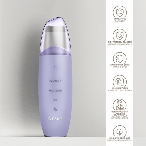 Микротоковый скраббер для кожи и устранение черных точек GESKE MicroCurrent Skin Scrubber&Blackhead Remover 9в1 purple HB0145 фото