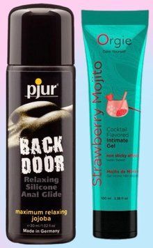 Набор лубрикантов pjur backdoor anal Relaxing jojoba silicone 30 мл + Клубничный мохито на водной основе, 100 мл Orgie LB721 фото