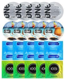 Набор 20 шт ONE Extra Strong + ONE Island Punch + Pasante Cooling + EXS Glow in the Dark SOS7275 фото