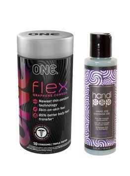 ONE Flex 10 шт. + Вкусный гель для изысканных ручных ласк Sensuva &mdash; Handipop Blueberry Muffin 125мл SOS6398 фото