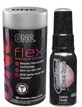 Комплект Набір 10 штук ONE Flex графен + Спрей Doc Johnson GoodHead Tingle Spray - Cotton Candy (29 мл)  SOS6253 фото