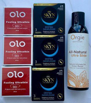 Набір 18 шт OLO збуджуючі 001 + Skyn Extra Lube + Лубрикант ALL-NATURAL Ultra Slide 150 мл Orgie SOS3812 фото