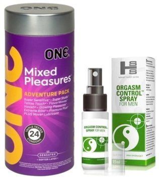 Набір з 24 шт ONE Mixed Pleasures + Пролонгатор SEXUAL HEALTH SERIES ORGASM CONTROL SPRAY, 15 МЛ SOS9366 фото