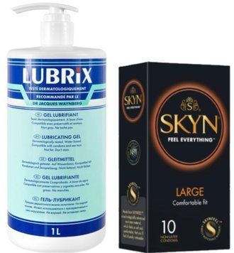 Набор из Лубриканта на водной основе Lubrix (1 л) + SKYN Large 10 шт. SOS8812 фото