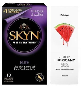 Комплект Лубрикант Satisfyer Juicy Melty Melon 300 мл + SKYN Elite 10 шт SOS12929 фото