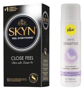 Комплект SKYN Close Feel 10 шт + Pjur MED Sensitive Glide 100 мл SOS13178 фото