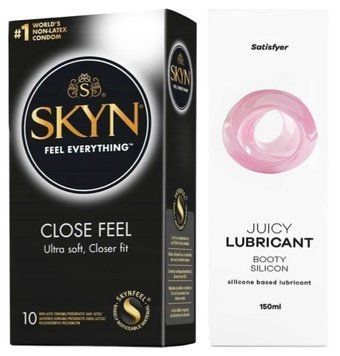 Комплект Лубрикант Satisfyer Juicy Lubricant Booty Silicon 150 мл + SKYN Close Feel 10 шт SOS12676 фото