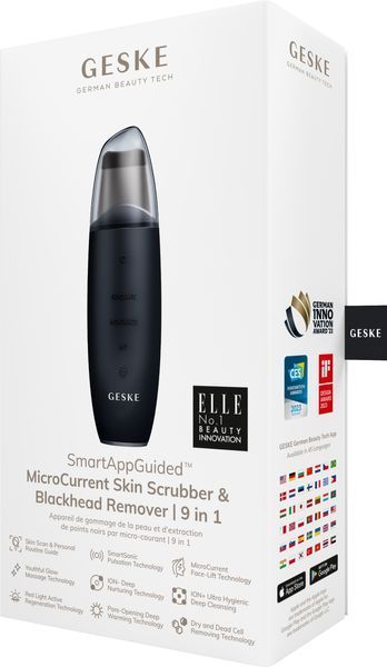 Микротоковый скраббер для кожи и устранение черных точек GESKE MicroCurrent Skin Scrubber&Blackhead Remover 9в1 black HB0146 фото