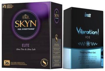 Набір з SKYN Elite 36 шт + Рідкий вібратор Intt Vibration Ice (15 мл)  SOS10222 фото
