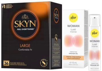 Набор из SKYN Large (36 шт) + Жидкий вибратор pjur Woman Lust Intense (15 мл) SOS9926 фото