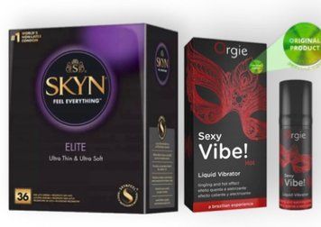 Skyn Elite 36 шт + SEXY VIBE, 15 мл вібрація + зігріваючий ефект ORGIE SOS7126 фото