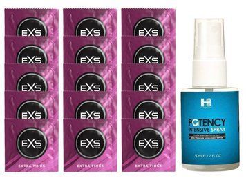Комплект EXS Extra Thick 15 шт + SHS Potency Spray - 50 ml SOS14726 фото