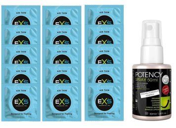 Комплект EXS Air Thin 15 шт + LOVELY LOVERS POTENCY Spray SOS14761 фото