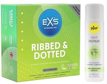 Набор EXS Ribbed & Dotted (48 шт) + pjur MED Repair Glide 100 мл SOS13528 фото