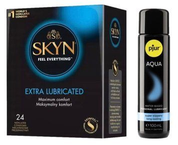 Комплект SKYN Extra Lube 24 шт + Pjur Aqua 100 мл SOS13278 фото