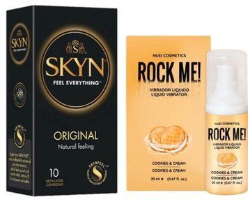 Набір з SKYN Original (10 шт)   + бальзам вібратор ROCK ME! Cookie & Cream (20 мл) від Nuei  SOS9876 фото