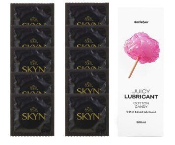 Комплект SKYN Original 10 шт. + Лубрикант Satisfyer Juicy Lubricant Cotton Candy 300 мл SOS12626 фото