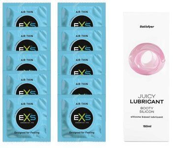 Набор: EXS Air Thin 10 шт. + Лубрикант Satisfyer Booty Silicon 150 мл SOS11183 фото