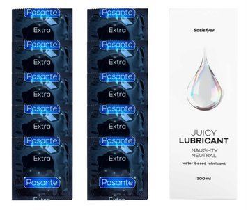 Набор: Pasante Extra Safe 10 шт. + Лубрикант Satisfyer Naughty Neutral (300 мл) SOS12074 фото