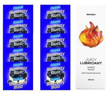 Комплект Pasante Blueberry 10шт. + Лубрикант Satisfyer Juicy Lubricant Warm Wave 300 мл SOS11675 фото