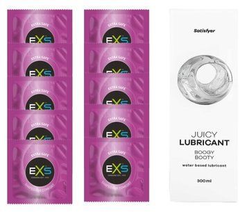 Комплект: EXS EXTRA SAFE 10 шт. + Лубрикант Satisfyer Boogy Booty 300 мл SOS11484 фото