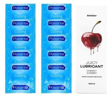 Комплект Pasante Cooling 10шт. + Лубрикант Satisfyer Juicy Lubricant Cheeky Cherry 300 мл SOS11575 фото