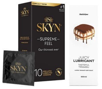 Набор Лубрикант Satisfyer Tasteful Tiramisu 300мл + SKYN Supreme Feel 10 шт. SOS12844 фото
