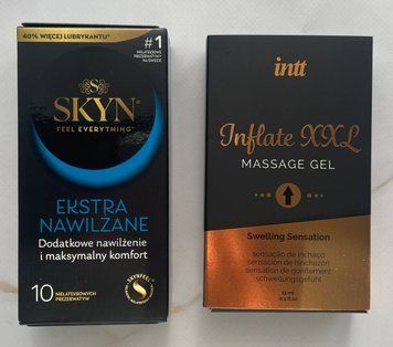 Комплект SKYN Extra Lube 10 шт + Гель для стимуляції Intt Inflate XXL (15 мл) SOS2110 фото