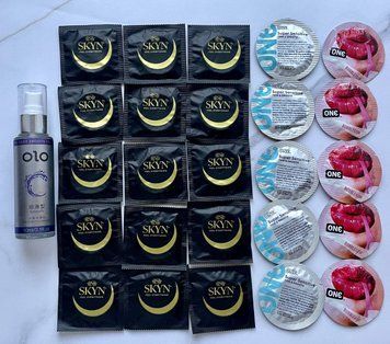Комплект 15 шт Skyn ​​Original - 10 шт One Super Sensitive, Flavor Waves - Лубрикант "olo smooth" 60 мл - классическая SOS2557 фото