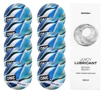 Набор: One Fresh Mint 10 шт. + Лубрикант Satisfyer Boogy Booty 300 мл SOS12424 фото