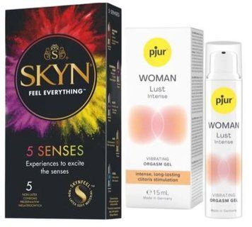 Набор из SKYN 5 Senses + Жидкий вибратор pjur Woman Lust Intense 15 мл SOS9616 фото