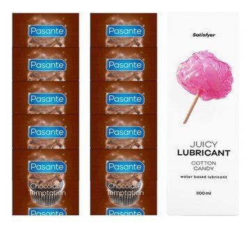 Комплект Pasante Chocolate 10шт. + Лубрикант Satisfyer Juicy Lubricant Cotton Candy 300 мл SOS11625 фото