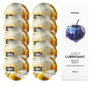 ONE Banana Split 10шт. + Лубрикант Satisfyer Breezy Berry 300 мл SOS12475 фото