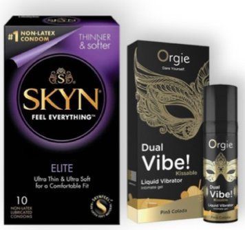 SKYN Elite 10 шт + DUAL VIBE!, 15 мл Orgie pina colada SOS6891 фото