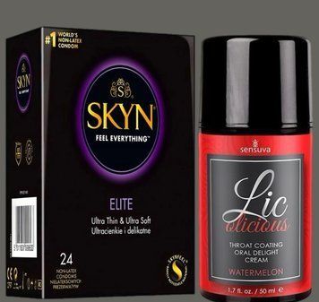 Набір SKYN Elite, 24 шт + Гель  Sensuva - Lic-o-licious Watermelon (50 мл) SOS5281 фото