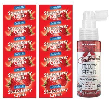 Pasante Strawberry Crush 10 шт + Doc Johnson GoodHead - White Chocolate and Berries, 59 мл SOS13970 фото